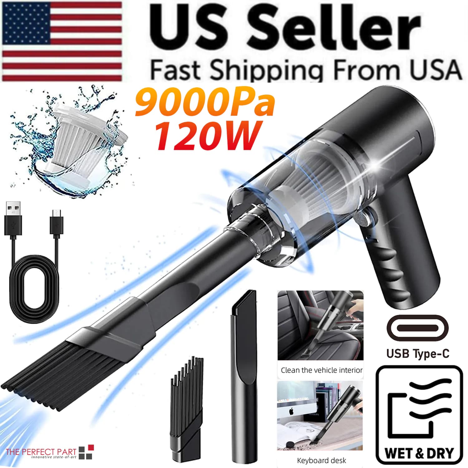 image-120W Cordless Handheld Vacuum Cleaner Small Mini Portable Car Auto