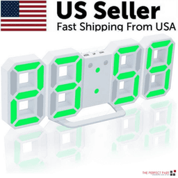 image-Digital 3D LED Big Wall Desk Alarm Clock Snooze 12/24 Hours Auto