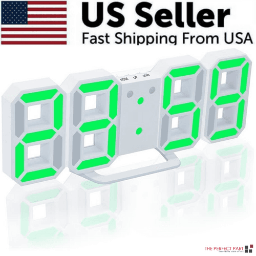 image-Digital 3D LED Big Wall Desk Alarm Clock Snooze 12/24 Hours Auto