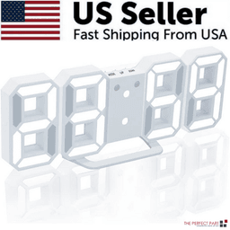 image-Digital 3D LED Big Wall Desk Alarm Clock Snooze 12/24 Hours Auto