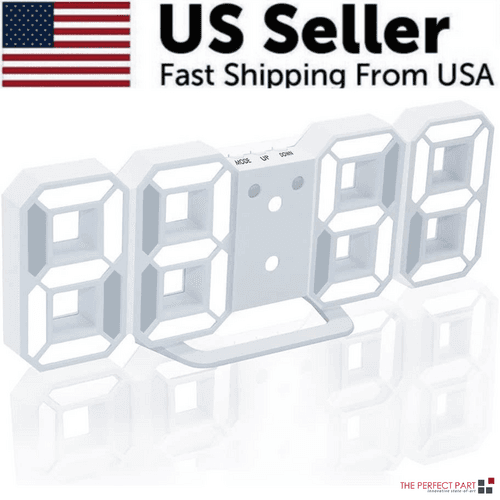 image-Digital 3D LED Big Wall Desk Alarm Clock Snooze 12/24 Hours Auto