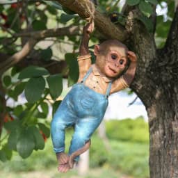 image-Monkey Chimp Hanging Rope Garden Ornament Outdoor Statue Sculpture