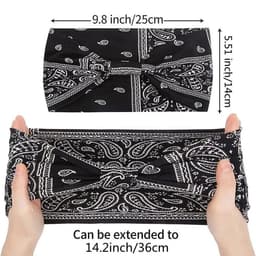 image-3PCS Boho Headbands Leopard Hair Bands Knotted Turban Wraps Stripe