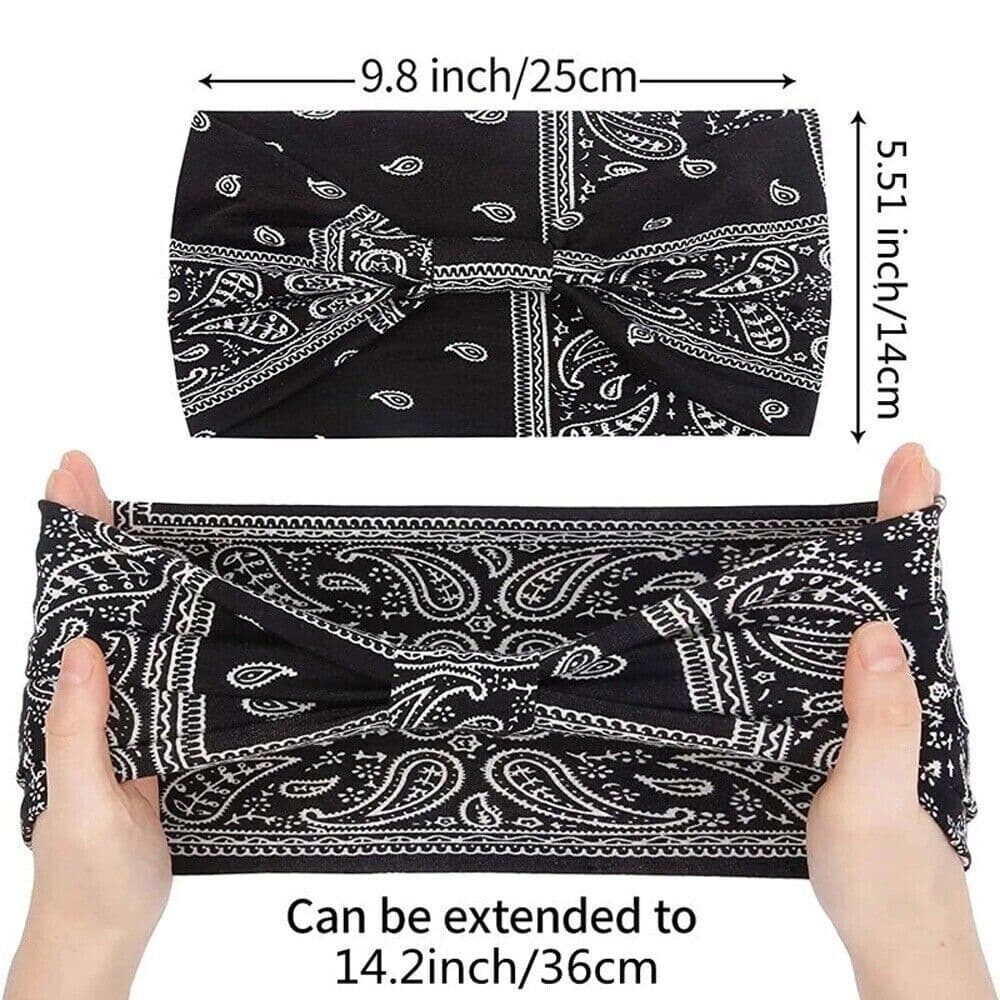 image-3PCS Boho Headbands Leopard Hair Bands Knotted Turban Wraps Stripe