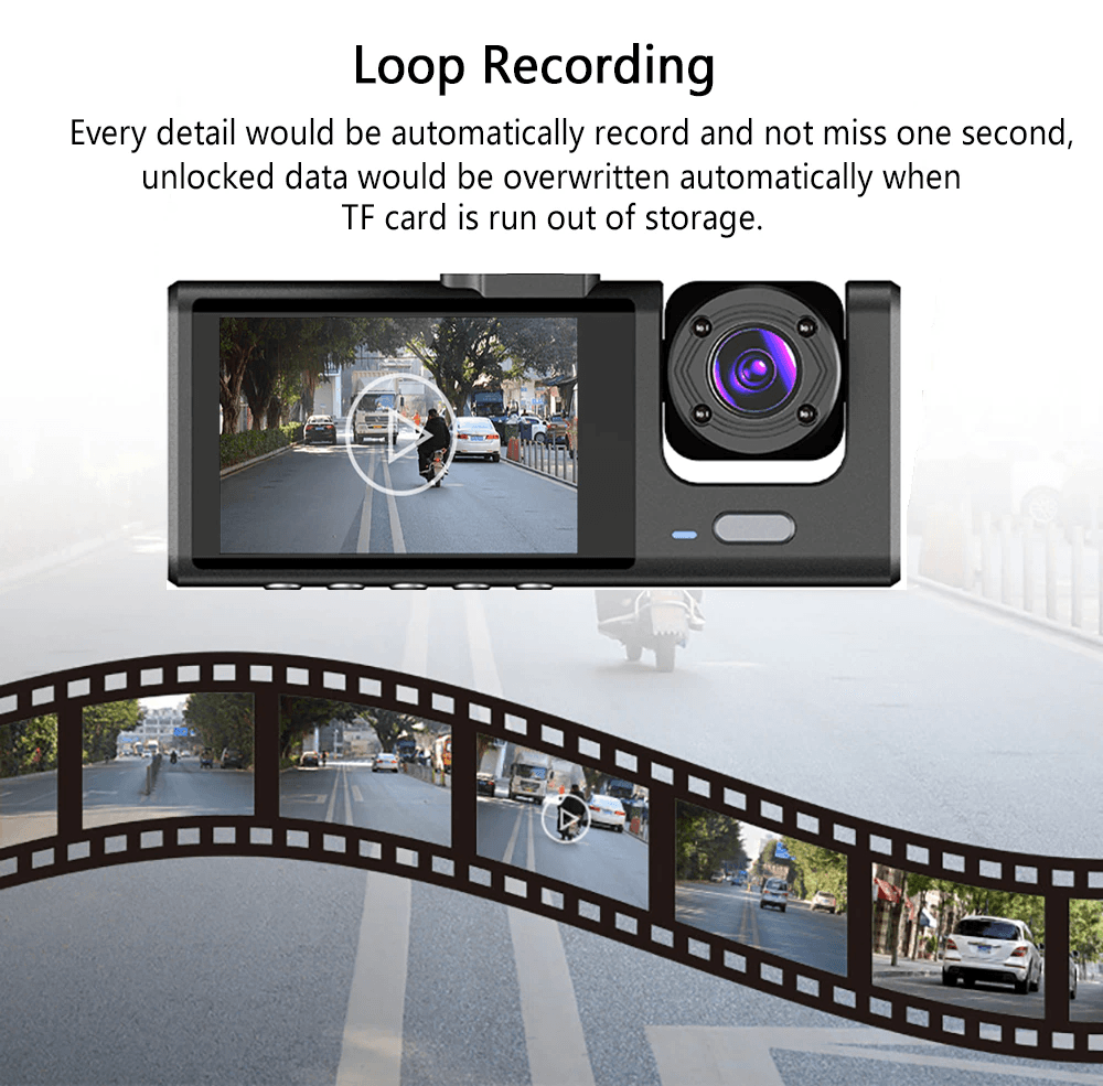 image-Car Dual Lens Dash Cam HD 1080P Front/Rear/Inside Video Recorder