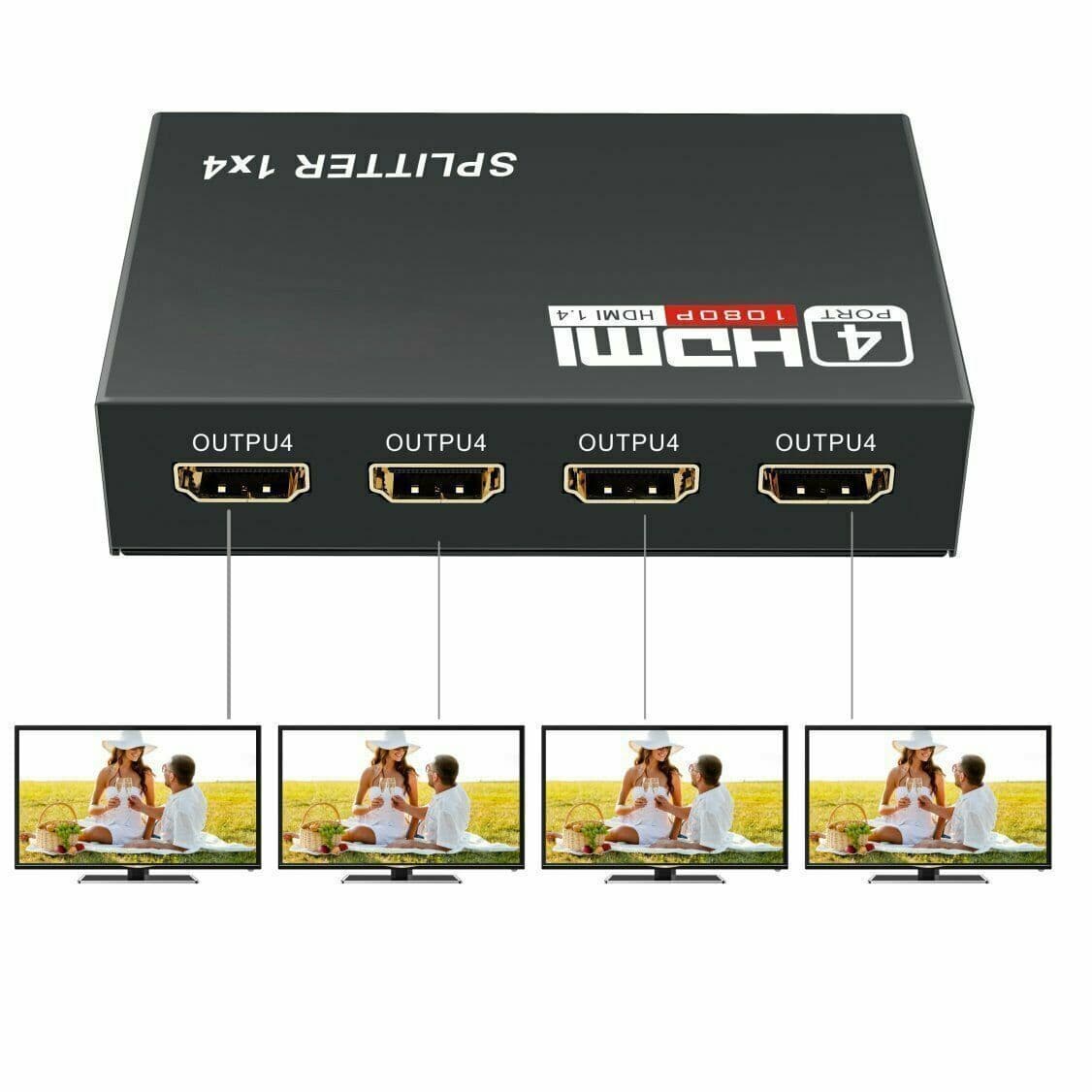 image-4 Port HDMI 4K Hub Multi Splitter & Amplifier For 3D HDTV 1080P 1X4 1