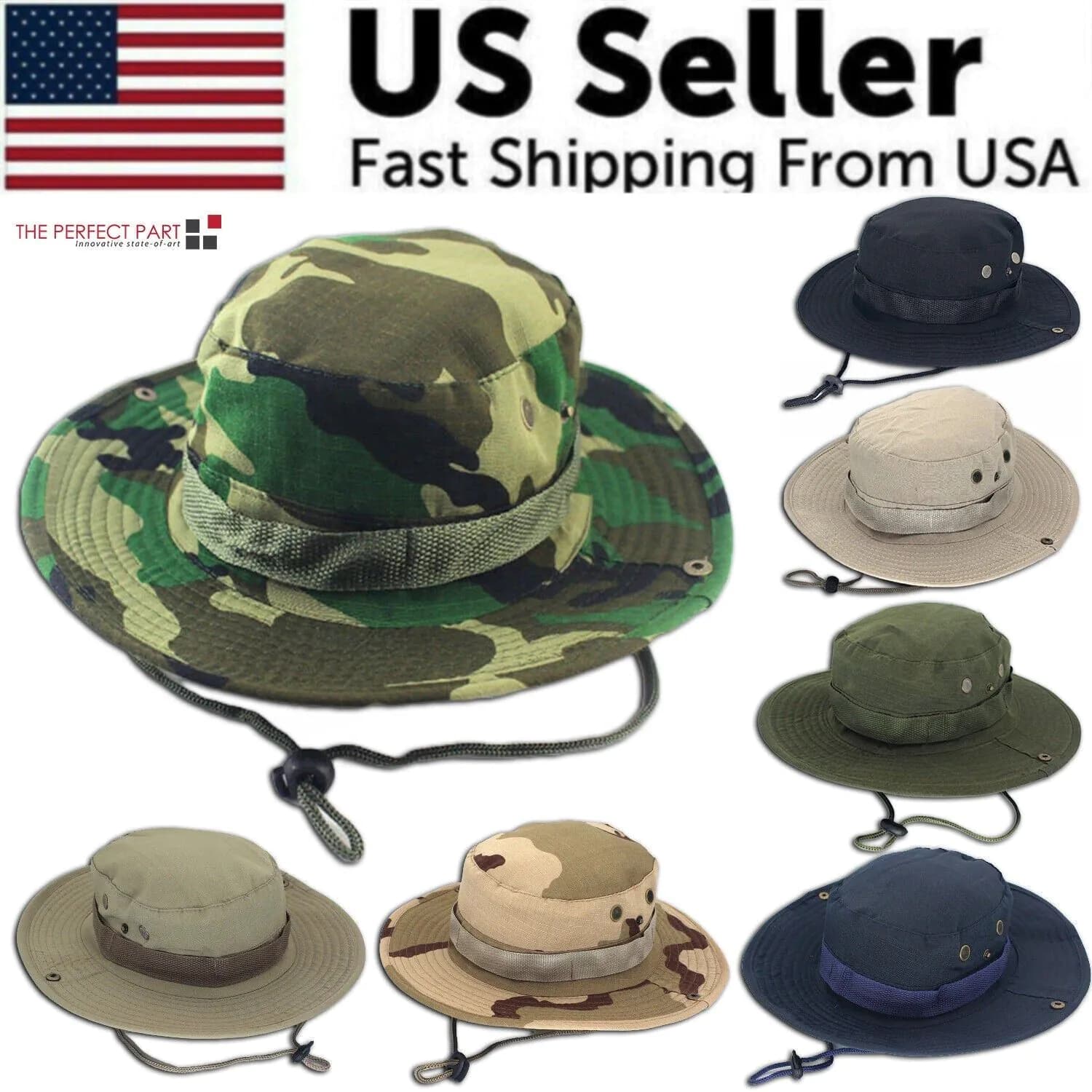 image-Boonie Bucket Hats Outdoor Fishing Hunting Wide Brim Mesh Camo Safari
