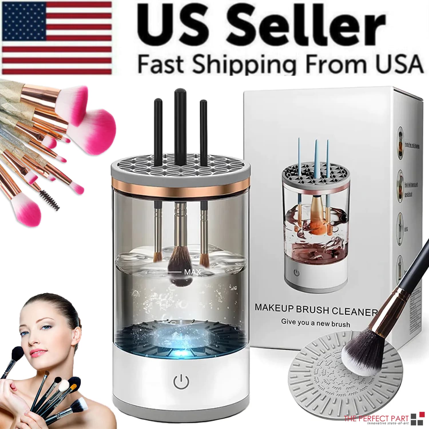 image-Automatic Brush Cleaner Electric Makeup Brush Cleaning Machine Fast