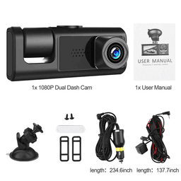 image-Car Dual Lens Dash Cam HD 1080P Front/Rear/Inside Video Recorder