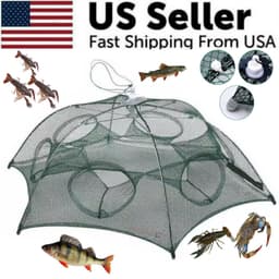 image-Fishing Bait Trap Crab Net Crawdad Shrimp Cast Dip Cage Fish Minnow