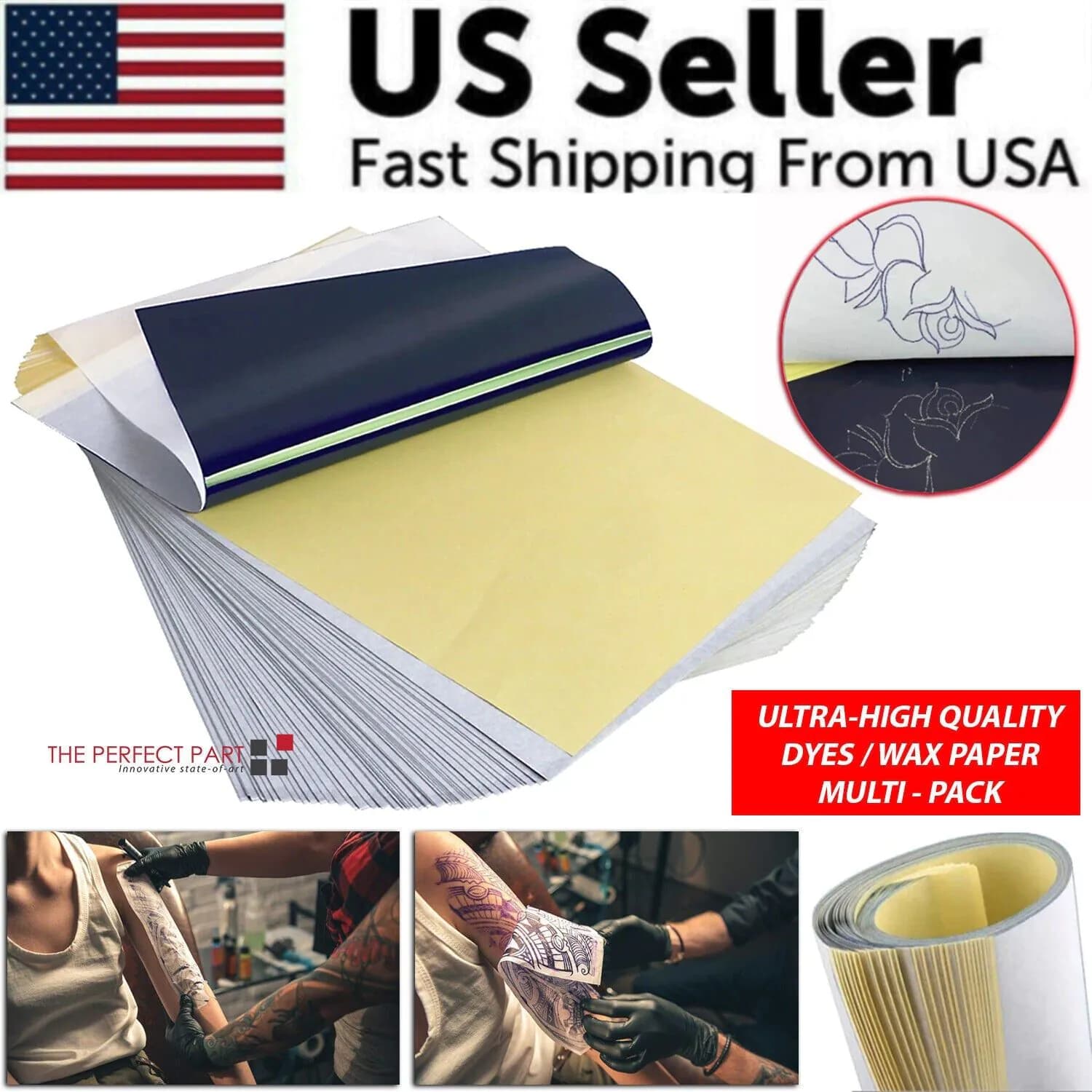 image-Tattoo Transfer Paper Stencil Carbon Thermal Tracing Hectograph