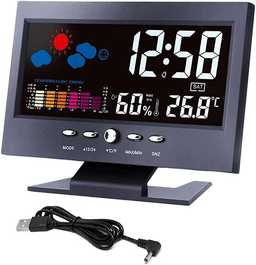 image-LED Digital Alarm Clock Snooze Calendar Thermometer Hygrometer Weather
