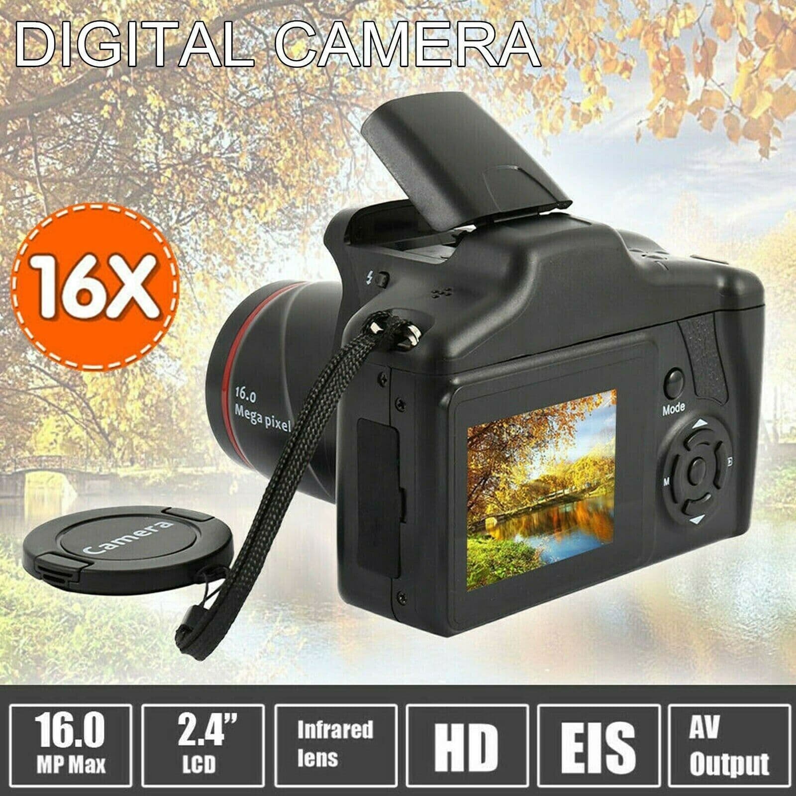 image-Digital Camera 3.0 Inch TFT LCD Screen 16X Zoom HD 16MP 1080P