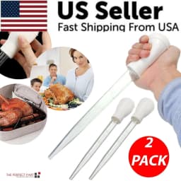 image-2 PCS Meat & Poultry Baster Heat Resistant BPA Free Turkey Syringe
