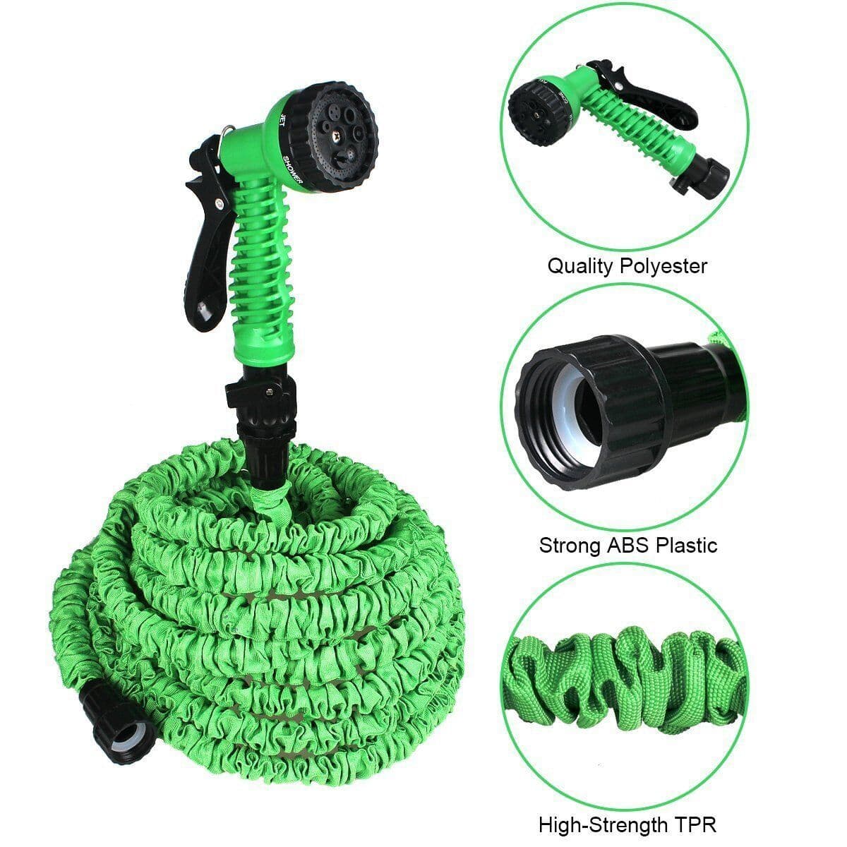 image-Expanding Expandable Flexible Garden Water Hose w Spray Nozzle 25, 50,