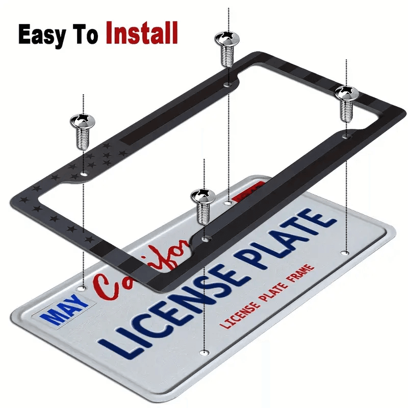 image-1X Black 3D USA American Flag License Plate Frame Holder Auto Car Tag