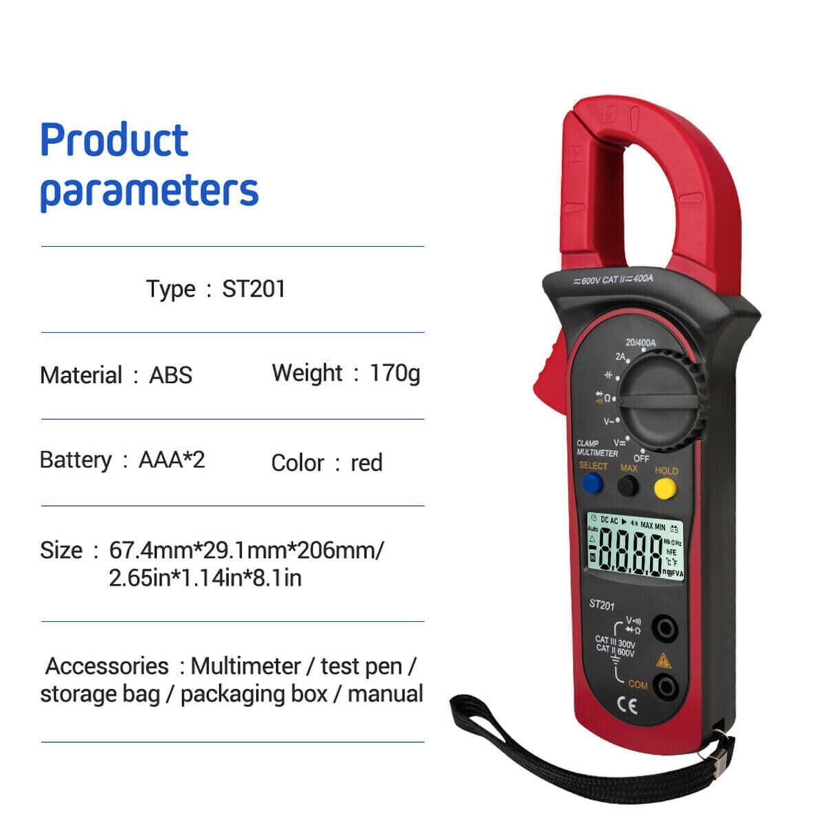 image-Digital Multimeter Tester AC DC Volt Ohm Amp Clamp Meter Auto Range