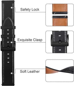 image-18mm 20mm 22mm Classic Genuine Leather Watch Band Strap Quick Release