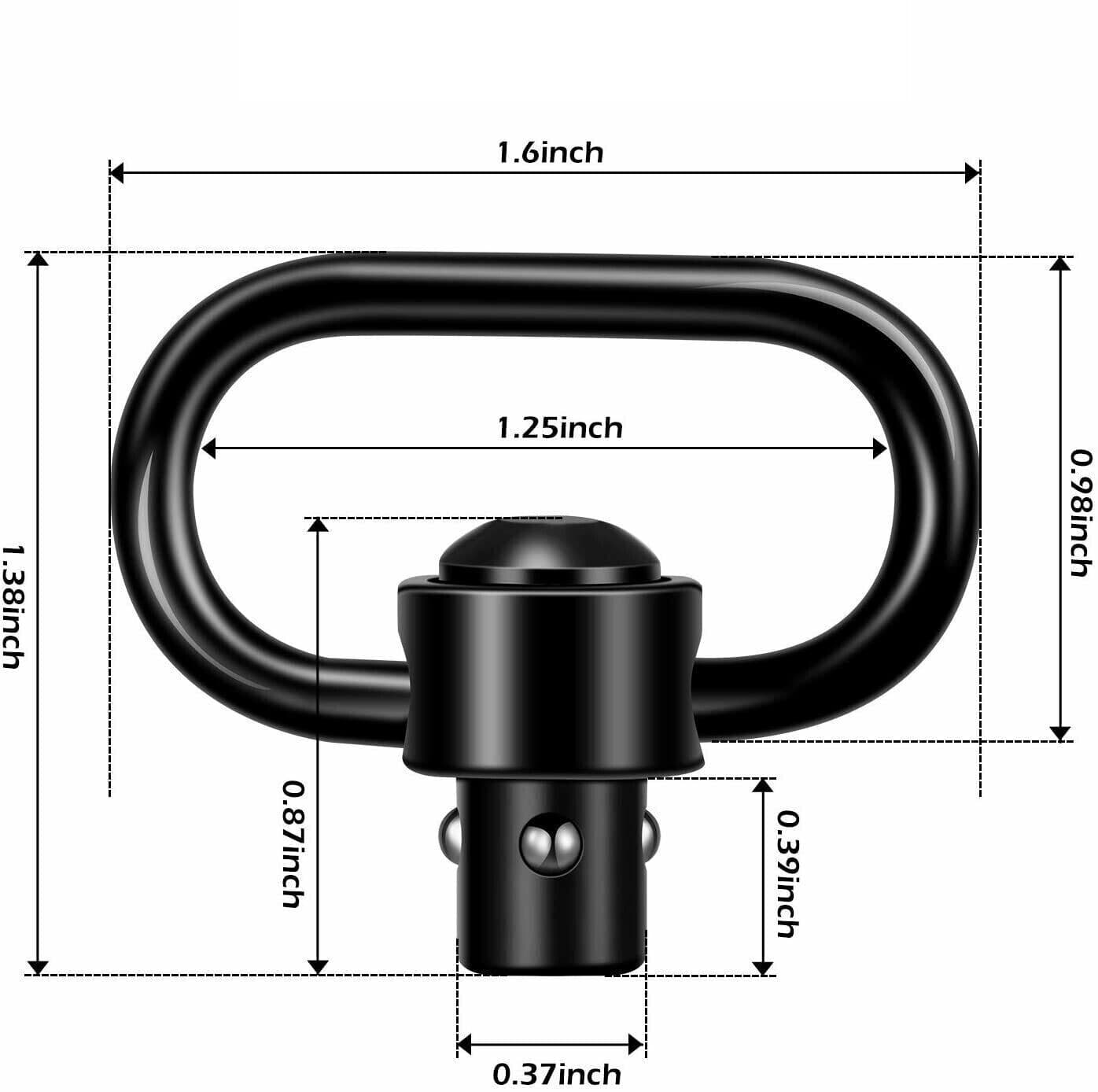 image-2PCS Heavy Duty Flush Push Button Quick Detach 1.25" Rifle QD Sling