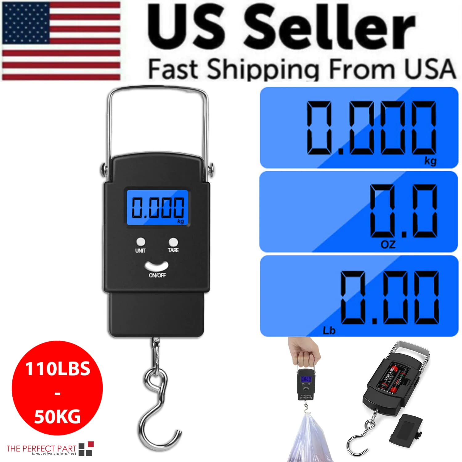 image-Portable Fish Scale Travel LCD Digital Hanging Luggage Electronic