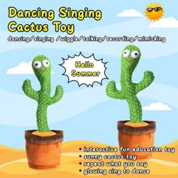 image-Dancing Cactus Plush Toy Doll Electronic Recording Shake With Song