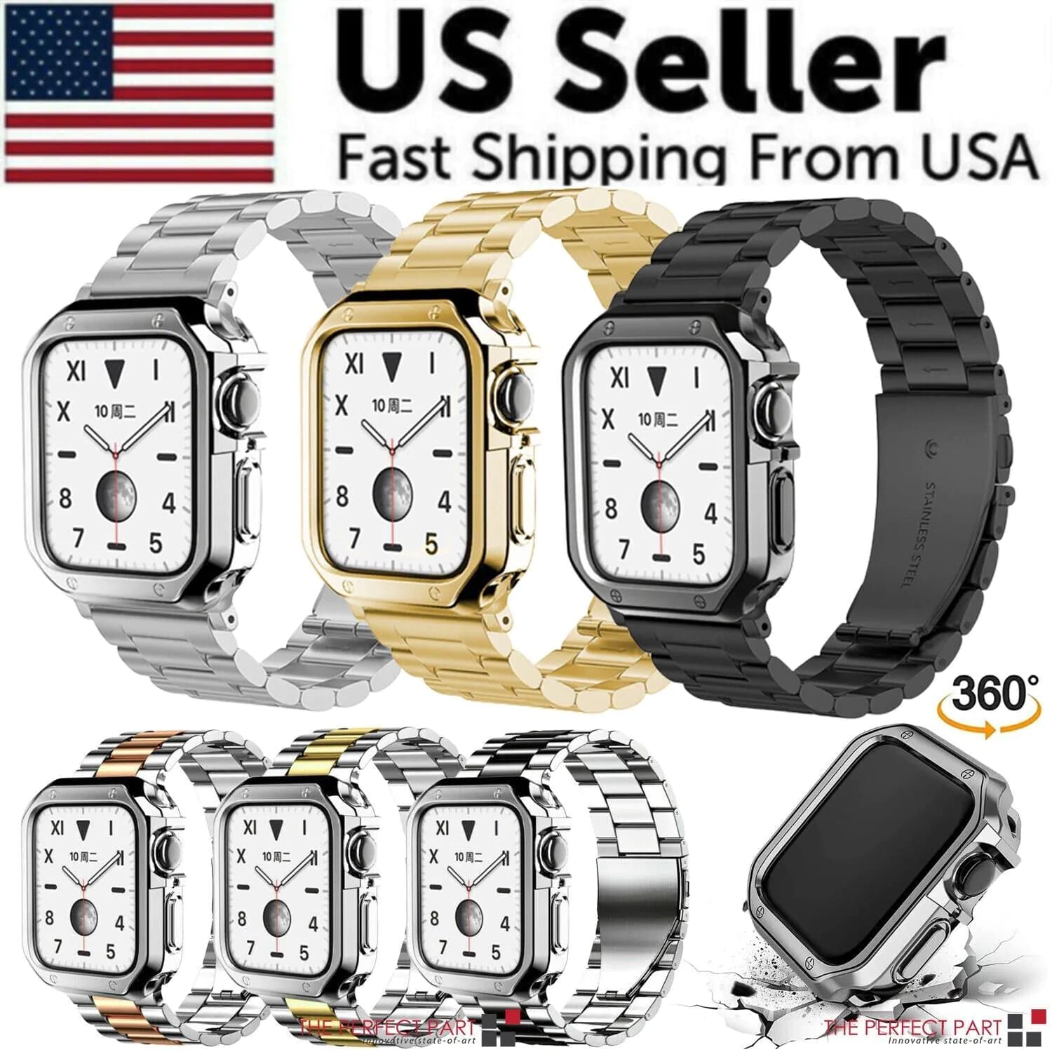 image-Stainless Steel For Apple Watch iWatch Band 8 7 6 5 4 3 2 SE