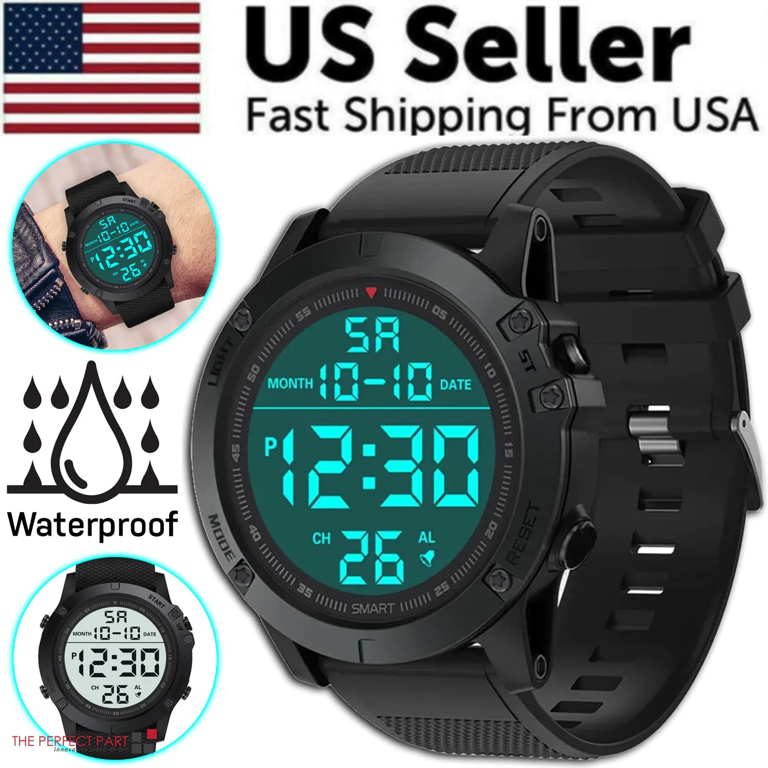 image-Waterproof Digital Sports Watch Military Tactical LED Backlight