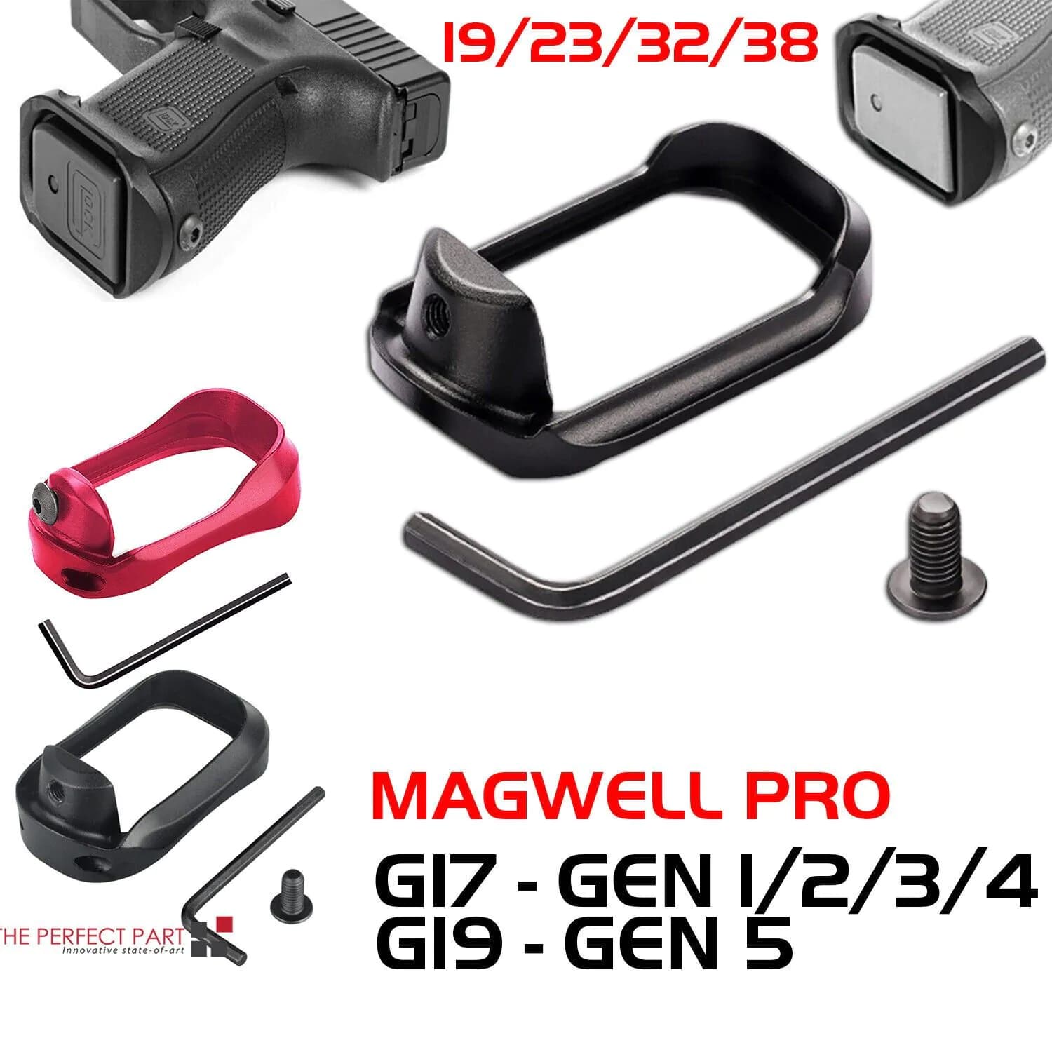 image-Anodized Aluminum Flared Magwell For Glock 19/17/22/24/31/34/35/37 Gen
