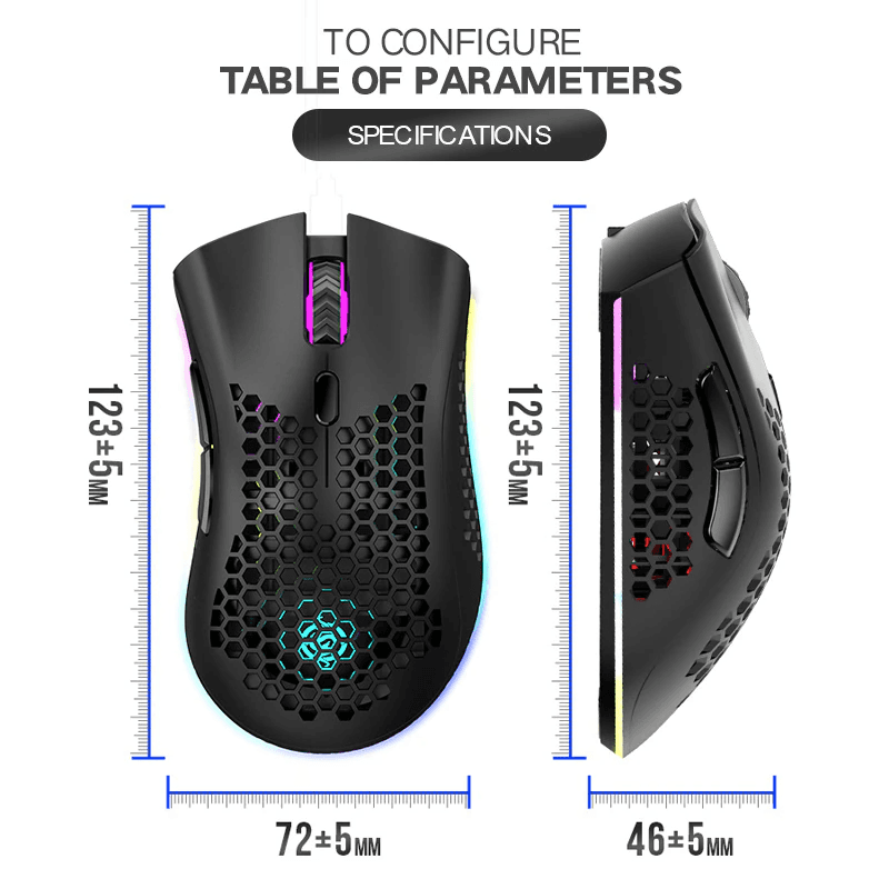 image-Wireless Mouse Gaming Rechargeable Optical Mouse Cordless 7 Color LED