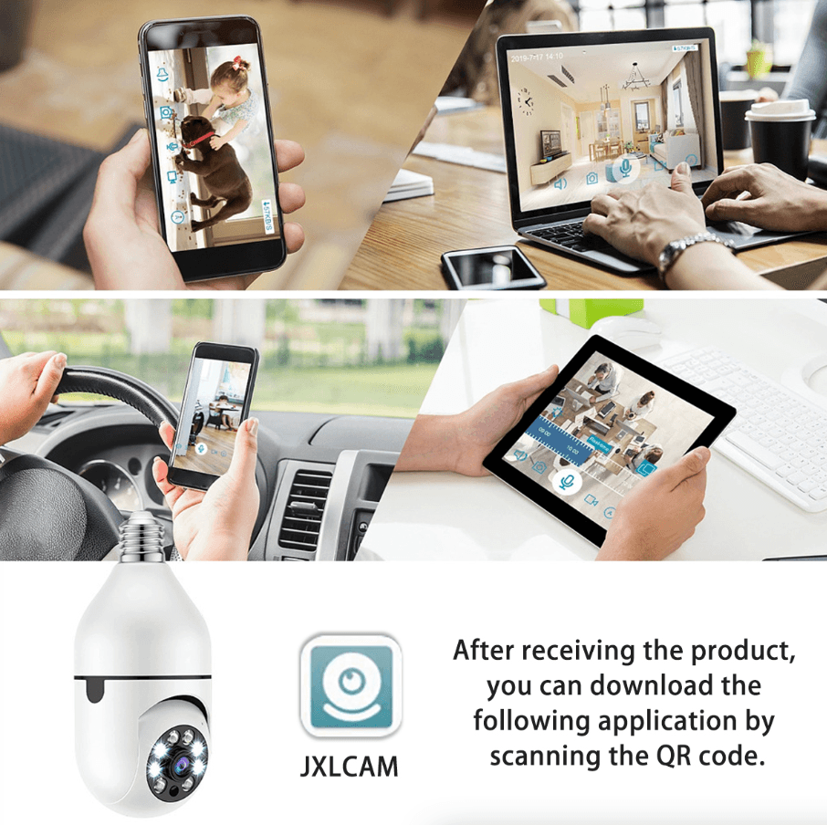 image-360° 1080P IP E27 Light Bulb Camera Wi-Fi IR Night Smart Home Wireless