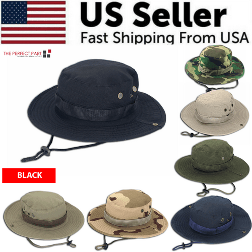 image-Boonie Bucket Hats Outdoor Fishing Hunting Wide Brim Mesh Camo Safari