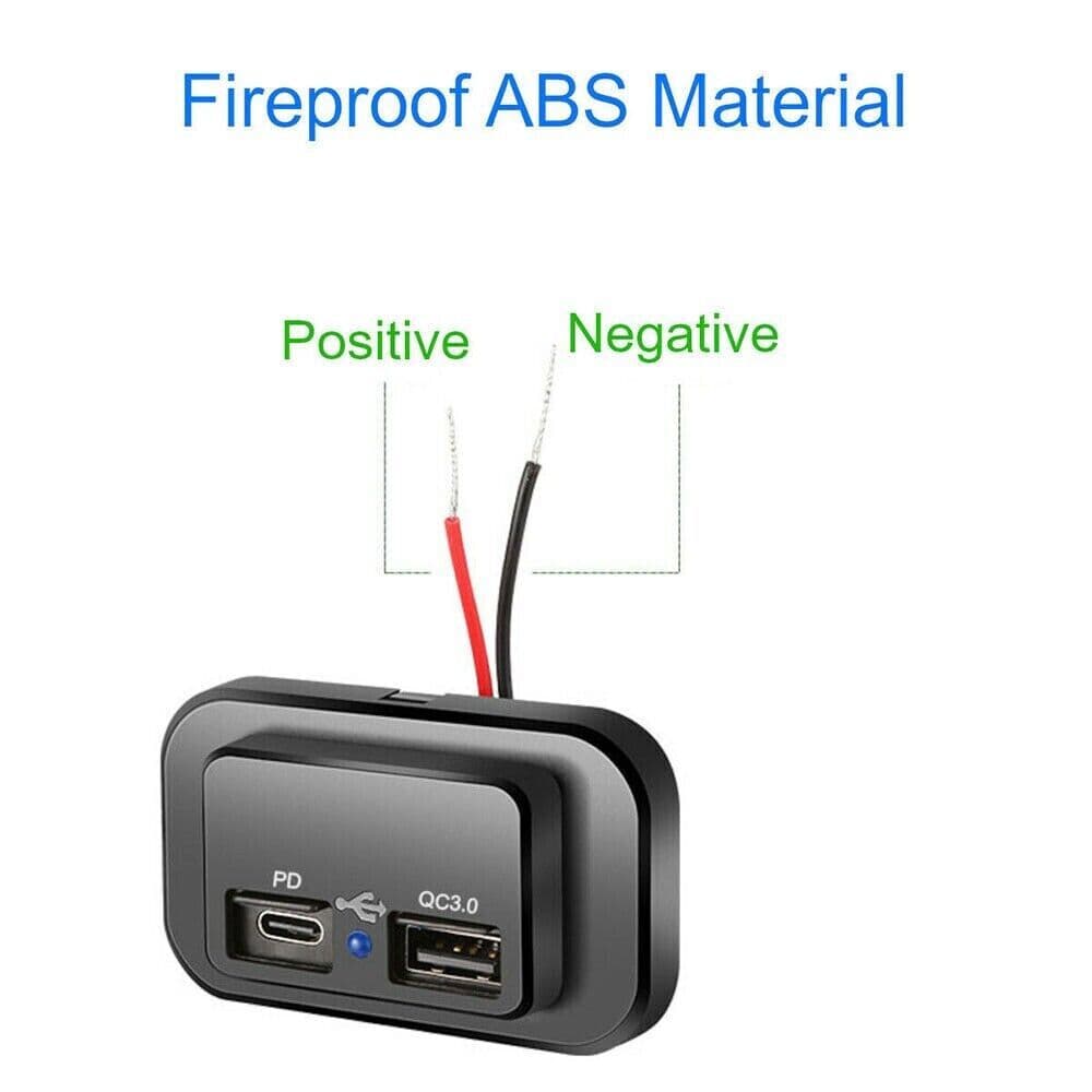 image-12-24V 4.8A Dual USB PD QC3.0 Car Boat RV Fast Charger Socket LED