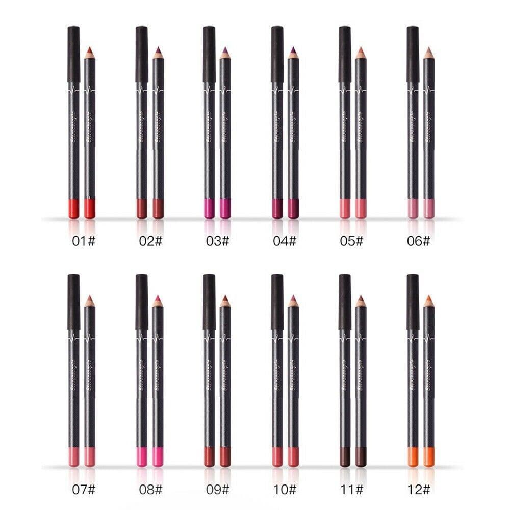 image-12Pcs Women Waterproof Lipstick Long Lasting Matte Lip Liner Pencil