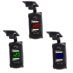image-12V Dual USB Charger Socket LED Voltage Voltmeter Rocker Switch Panel