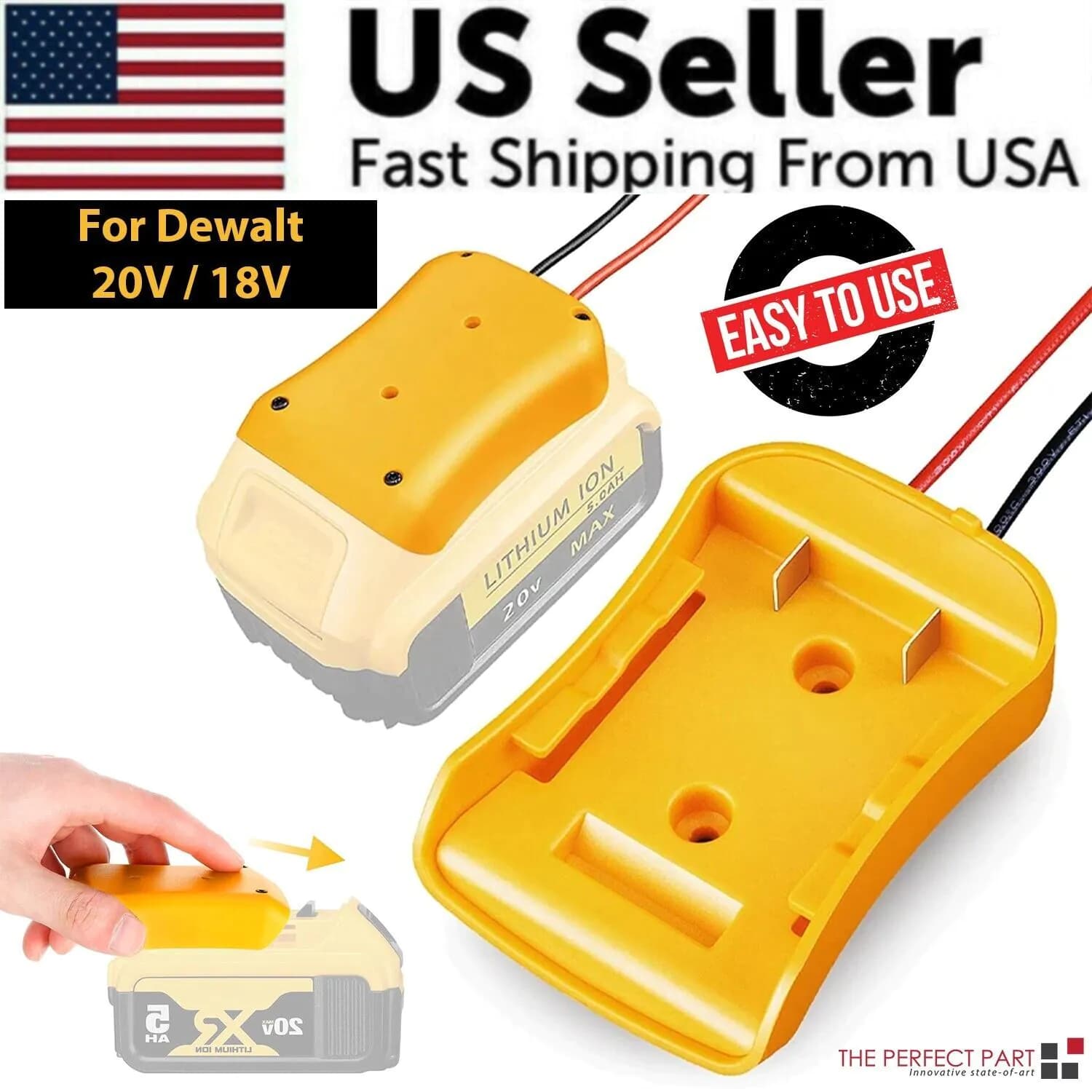 image-Power Connector DIY Battery Adapter Holder Dock For DeWalt 18V/20V Max