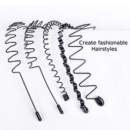 image-6Pcs Metal Hair Headband Wave Style Hoop Band Comb Sports Hairband Men