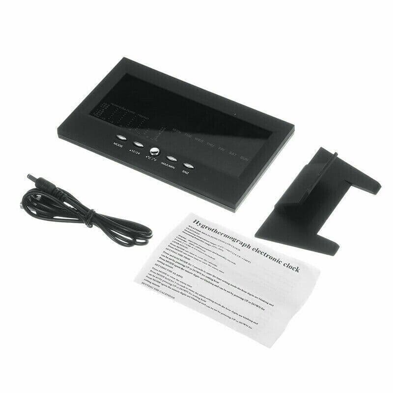 image-LED Digital Alarm Clock Snooze Calendar Thermometer Hygrometer Weather
