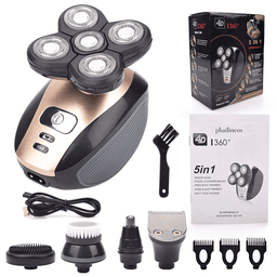 image-5-in-1 Rotary Electric Shaver 4D Rechargeable Bald Head Hair Beard