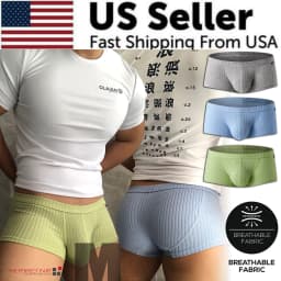 image-Men's Sexy Underwear Low waist Briefs U Pouch Boxers Striped Shorts