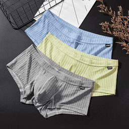 image-Men's Sexy Underwear Low waist Briefs U Pouch Boxers Striped Shorts