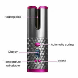 image-Hair Curler LCD Cordless Auto Rotating Waver Curling Iron Ceramic