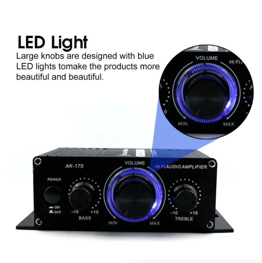 image-400W 12V 2 Channel Powerful Stereo Audio Power Amplifier HiFi Bass Amp