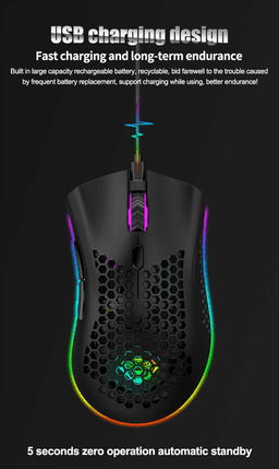 image-Wireless Mouse Gaming Rechargeable Optical Mouse Cordless 7 Color LED
