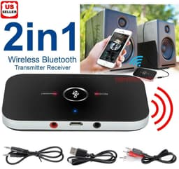 image-Bluetooth 5.0 Transmitter Receiver 2 IN 1 Wireless Audio 3.5mm Jack