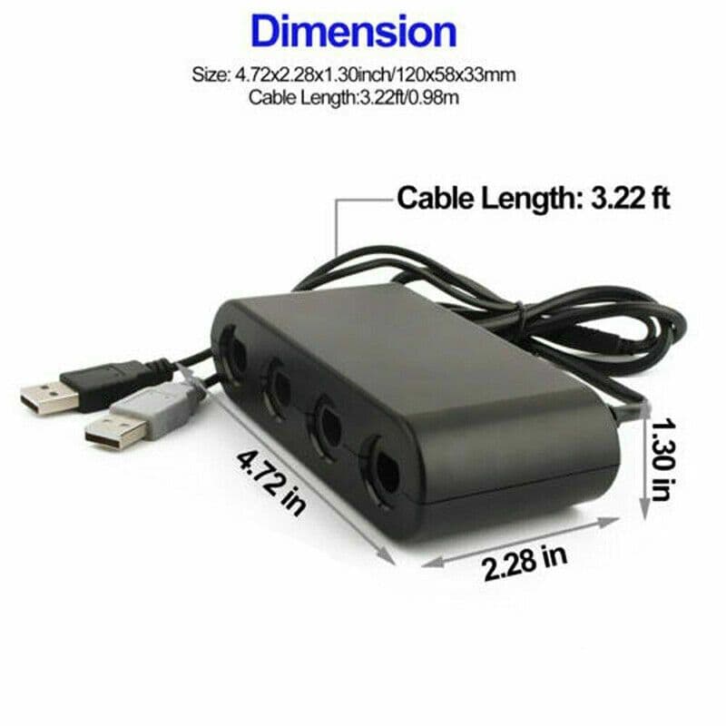 image-GameCube Controller Adapter 4 Port For Nintendo Switch Wii U & PC USB