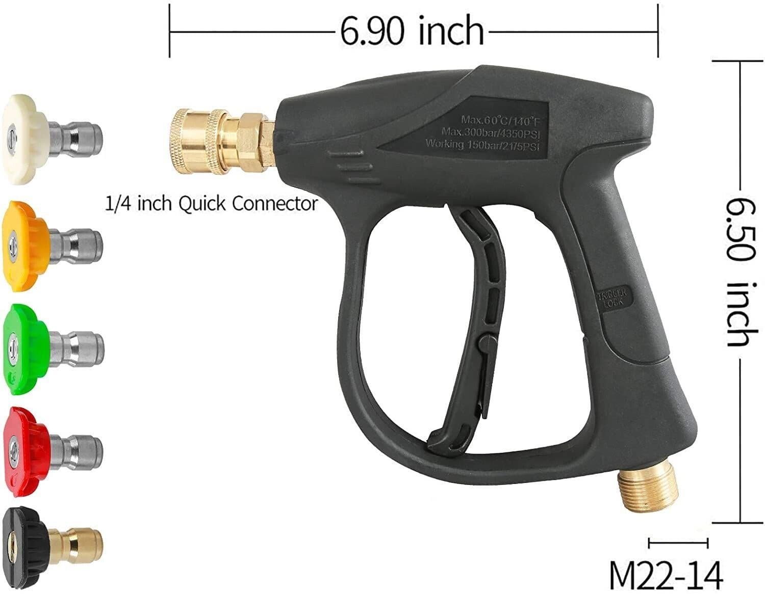 image-1/4" High Pressure Washer Gun 4000 PSI Car Wash Foam Spray Short Wand