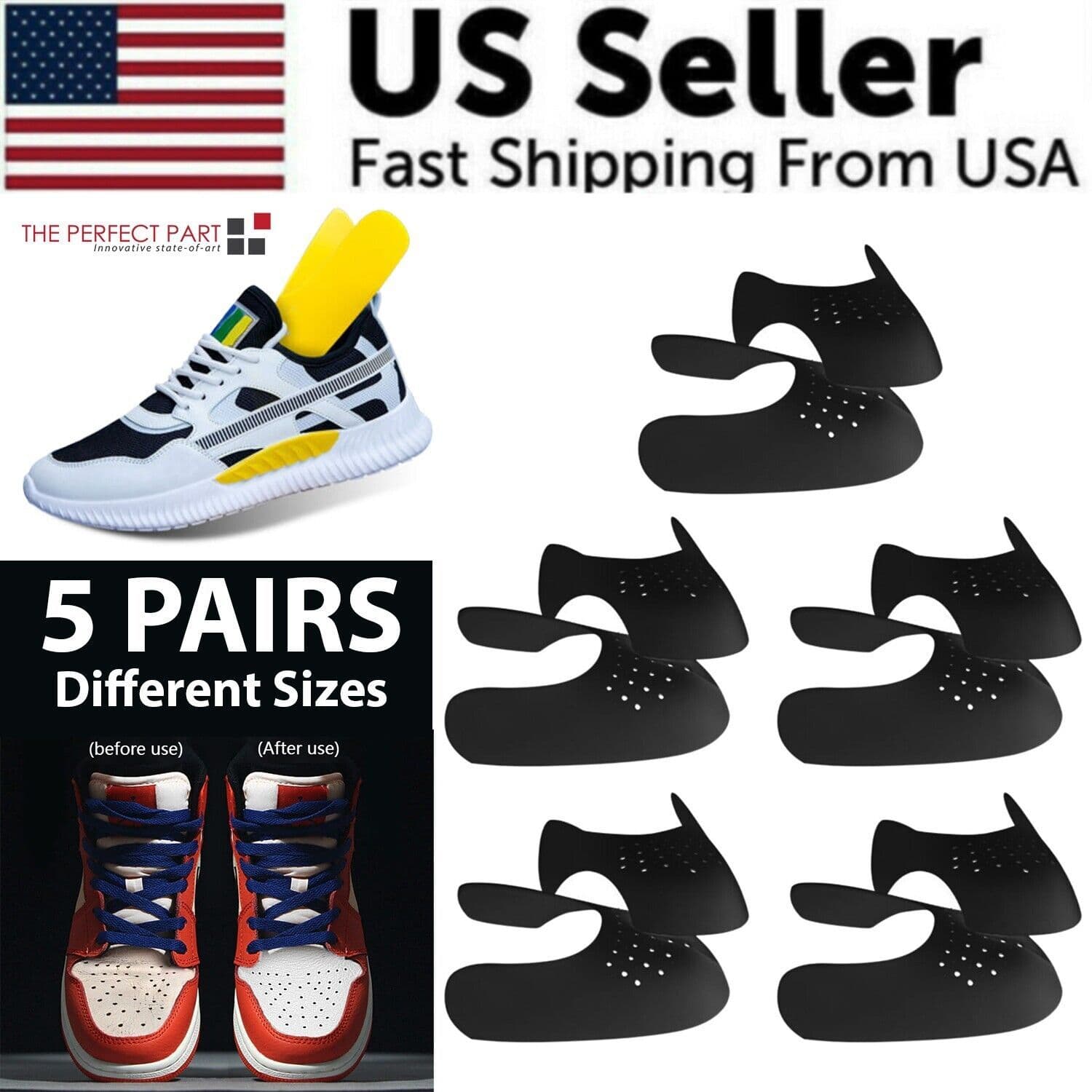 image-5 Pairs Shoe Protector Anti Crease Force Fields Cover Toe Cap Creasing