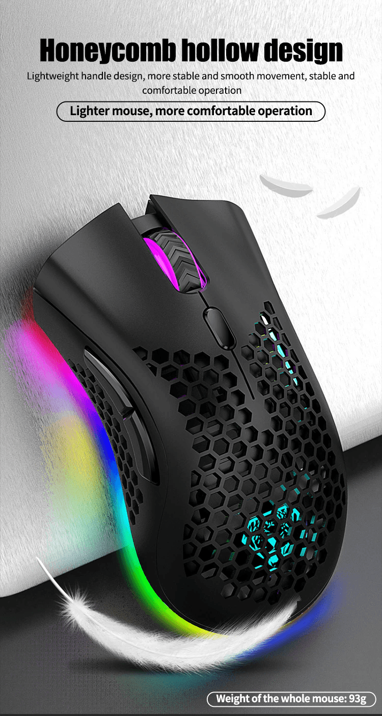 image-Wireless Mouse Gaming Rechargeable Optical Mouse Cordless 7 Color LED
