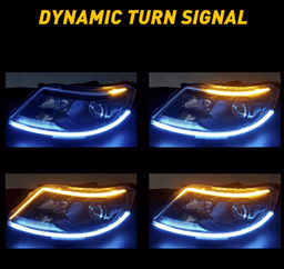 image-2 x 60CM Slim Amber Sequential Flexible LED DRL Turn Signal Strip For