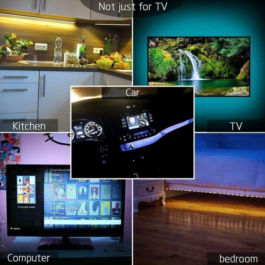 image-5V USB LED Strip Lights TV Back Light 5050 RGB Colour Changing with